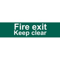 Draper Fire Exit Keep Clear Sign 200mm 50mm Standard Draper Fire Exit Keep Clear Sign 200mm 50mm Standard