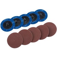 Ten 50mm 240 Grit Aluminium Oxide Sanding Discs (75613) - Draper