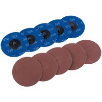 Draper 50mm Diameter Aluminium Oxide Sanding Disc 75mm 320g Pack of 10 Draper 50mm Diameter Aluminium Oxide Sanding Disc 75mm 320g Pack of 10
