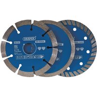 Draper 3 Piece Diamond Blade Set 115mm 22mm Draper 3 Piece Diamond Blade Set 115mm 22mm