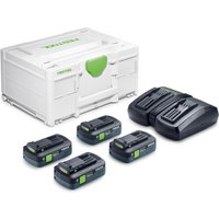 Festool SYS 18v TBX Energy Set with 4 x Tabless Batteries 4ah and Twin Charger Kit