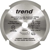 Trend Cement Fibreboard PCD Cutting Saw Blade 165mm 4T 20mm Trend Cement Fibreboard PCD Cutting Saw Blade 165mm 4T 20mm