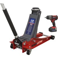 Sealey 2.2 Tonne Trolley Jack and 18v Cordless Impact Wrench Combo Kit Red