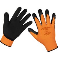 Sealey Worksafe Foam Latex Grip Gloves Black / Orange L Pack of 1 Sealey Worksafe Foam Latex Grip Gloves Black / Orange L Pack of 1