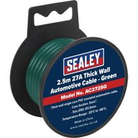 Sealey Automotive Cable 27amp Green 3.5mm 2.5m