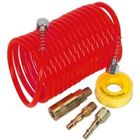 Sealey AHK03 Coiled Air Line Hose Kit 5mm 5m Sealey AHK03 Coiled Air Line Hose Kit 5mm 5m