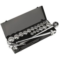 22 Piece 3 4" Drive Bi Hexagon WallDrive Socket Set Metric Imperial