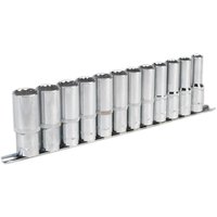 12 Piece 1 2" Drive Deep Bi Hexagon WallDrive Socket Set Metric