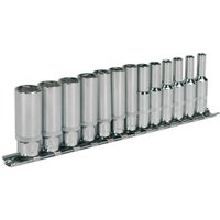 13 Piece 1 4" Drive Deep Hexagon WallDrive Socket Set Metric