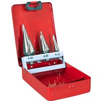 Sealey 3 Piece Spiral Fluted M2 HSS Step Drill Set Sealey 3 Piece Spiral Fluted M2 HSS Step Drill Set