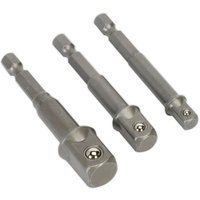 3 Piece 1 4" Hex Shank Square Drive Socket Adaptor Set