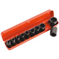 10 Piece 1 2" Drive Hexagon Impact Socket Set Metric