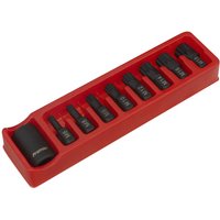 9 Piece 1 2" Drive Impact Spline Socket Bit Set