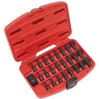 Sealey 25 Piece Impact Torx, Hex and Spline Socket Bit Set 1/2" Sealey 25 Piece Impact Torx, Hex and Spline Socket Bit Set 1/2"