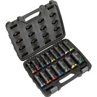 16 Piece 1 2" Drive Deep Lock On Impact Socket Set