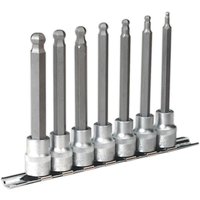 Sealey 7 Piece 3/8" Drive Ball End Long Hexagon Socket Bit Set Metric 3/8" 100mm Sealey 7 Piece 3/8" Drive Ball End Long Hexagon Socket Bit Set Metric 3/8" 100mm