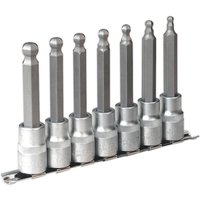 Sealey 7 Piece 1/2" Drive Ball End Long Hexagon Socket Bit Set Metric 1/2" Sealey 7 Piece 1/2" Drive Ball End Long Hexagon Socket Bit Set Metric 1/2"