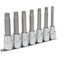 Sealey Premier Ribe Socket Bit Set 1/2""Sq Drive 100mm 7pc AK6235