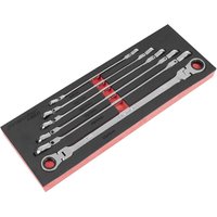 6 Piece Extra Long Flexible Head Ratchet Ring Spanner Set