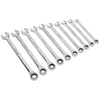 10 Piece Extra Long Ratchet Combination Spanner Set