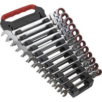 Sealey 12 Piece Flexi Head Ratchet Combination Spanner Set Sealey 12 Piece Flexi Head Ratchet Combination Spanner Set
