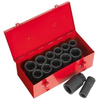 14 Piece 3 4" Drive Deep Hexagon Impact Socket Set Metric Imperial