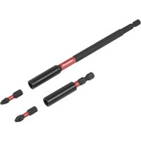 4 Piece Impact Screwdriver Bit Holder PZ2 Bit Set