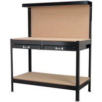 Metal Workbench 2 Drawers Pegboard
