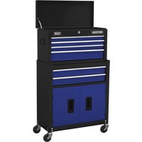 Sealey 6 Drawer Top Chest and Tool Roller Cabinet Combination Black / Blue Sealey 6 Drawer Top Chest and Tool Roller Cabinet Combination Black / Blue