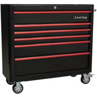 Sealey Premier Retro Style 6 Drawer Wide Roller Cabinet Black / Red Sealey Premier Retro Style 6 Drawer Wide Roller Cabinet Black / Red
