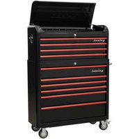 Sealey Premier Retro Style Wide 10 Drawer Roller Cabinet and Tool Chest Black / Red Sealey Premier Retro Style Wide 10 Drawer Roller Cabinet and Tool Chest Black / Red