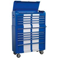 Sealey Premier Retro Style Wide 10 Drawer Roller Cabinet and Tool Chest Blue / White Sealey Premier Retro Style Wide 10 Drawer Roller Cabinet and Tool Chest Blue / White