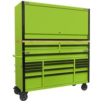 Sealey 15 Drawer Wooden Worktop Trolley and Hutch Combo Green Sealey 15 Drawer Wooden Worktop Trolley and Hutch Combo Green