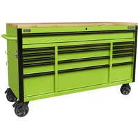 Sealey Superline Pro 15 Drawer Wooden Worktop Roller Cabinet Green Sealey Superline Pro 15 Drawer Wooden Worktop Roller Cabinet Green