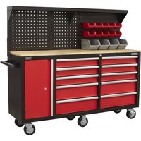 10 Drawer Mobile Workstation Pegboard Panel