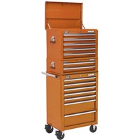 Sealey Superline Pro 14 Drawer Roller Cabinet, Mid Box and Top Tool Chest Orange