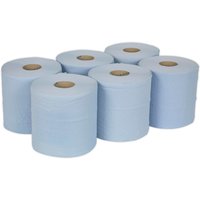 Sealey Blue 2 Ply Paper Towel Wiping Roll Pack of 6