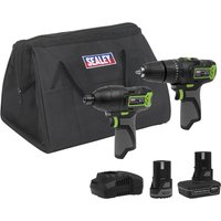 Sealey 10.8v Cordless Combi Drill and Impact Driver Kit 1 x 2ah & 1 x 4ah Li-ion Battery Charger Bag Sealey 10.8v Cordless Combi Drill and Impact Driver Kit 1 x 2ah & 1 x 4ah Li-ion Battery Charger Bag