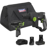 Sealey 10.8v Cordless SDS Drill and Impact Driver Kit 1 x 2ah & 1 x 4ah Li-ion Battery Charger Bag Sealey 10.8v Cordless SDS Drill and Impact Driver Kit 1 x 2ah & 1 x 4ah Li-ion Battery Charger Bag
