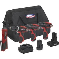Sealey CP1200 12v Cordless 4 Piece Power Tool Kit 2 x 1.5ah Li-ion Battery Charger Bag Sealey CP1200 12v Cordless 4 Piece Power Tool Kit 2 x 1.5ah Li-ion Battery Charger Bag