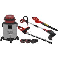 Sealey CP20V 20v Cordless 4 Piece Garden Power Tool Kit 1 x 2ah & 1 x 3ah Li-ion Battery Charger Sealey CP20V 20v Cordless 4 Piece Garden Power Tool Kit 1 x 2ah & 1 x 3ah Li-ion Battery Charger