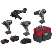 Sealey CP20V 20v Cordless Brushless 5 Piece Power Tool Kit 1 x 2ah & 1 x4ah Li-ion Battery Charger Case Sealey CP20V 20v Cordless Brushless 5 Piece Power Tool Kit 1 x 2ah & 1 x4ah Li-ion Battery Charger Case