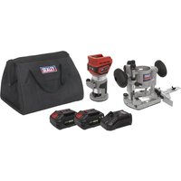 Sealey CP20VTR 20v Cordless Brushless 1/4" Trim Router 2 x 4ah Li-ion Battery Charger Bag Sealey CP20VTR 20v Cordless Brushless 1/4" Trim Router 2 x 4ah Li-ion Battery Charger Bag