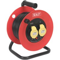 Sealey Twin Socket Heavy Duty Extension Reel 110v 25m Sealey Twin Socket Heavy Duty Extension Reel 110v 25m
