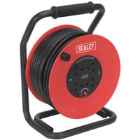 Sealey 4 Socket Heavy Duty Thermal Trip Cable Reel 240v