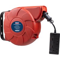 Sealey 2 Socket Wall Mount Cable Extension Reel 240v