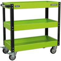 Sealey CX110HV Hi Vis 3 Shelf Trolley Green & Black Sealey CX110HV Hi Vis 3 Shelf Trolley Green & Black