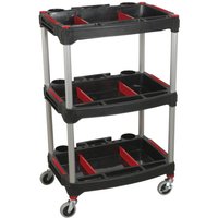 Sealey 3 Shelf Composite Trolley with Parts Storage Black / Red Sealey 3 Shelf Composite Trolley with Parts Storage Black / Red