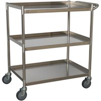 Sealey 3 Shelf Stainless Steel Workshop Trolley Stainless Steel Sealey 3 Shelf Stainless Steel Workshop Trolley Stainless Steel