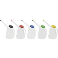 Sealey 5 Piece Colour Coded 3 Litre Flexible Spout Oil Container Set